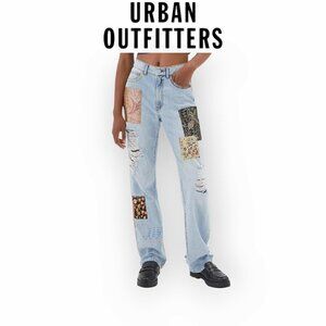 BDG Urban Outfitters Waist Patchwork Cowboy Jeans Boho Statement Denim Festivals
